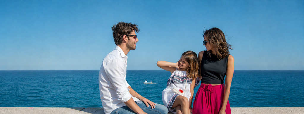 Familia en el mar